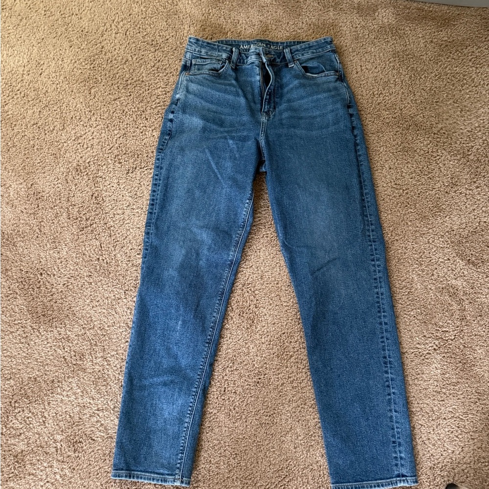 American Eagle Outfitters Women's Dark Blue Cropped Jeans